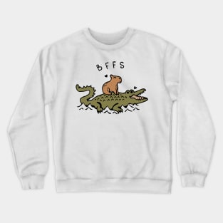 Capybara and Crocodile BFFS Best Friends Forever Crewneck Sweatshirt